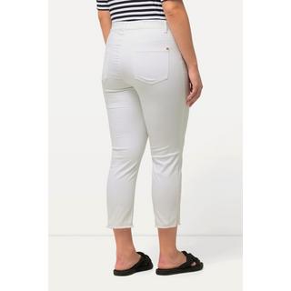 Ulla Popken  Pantalon 7/8 Sienna. Jambe étroite et ourlet frangé 