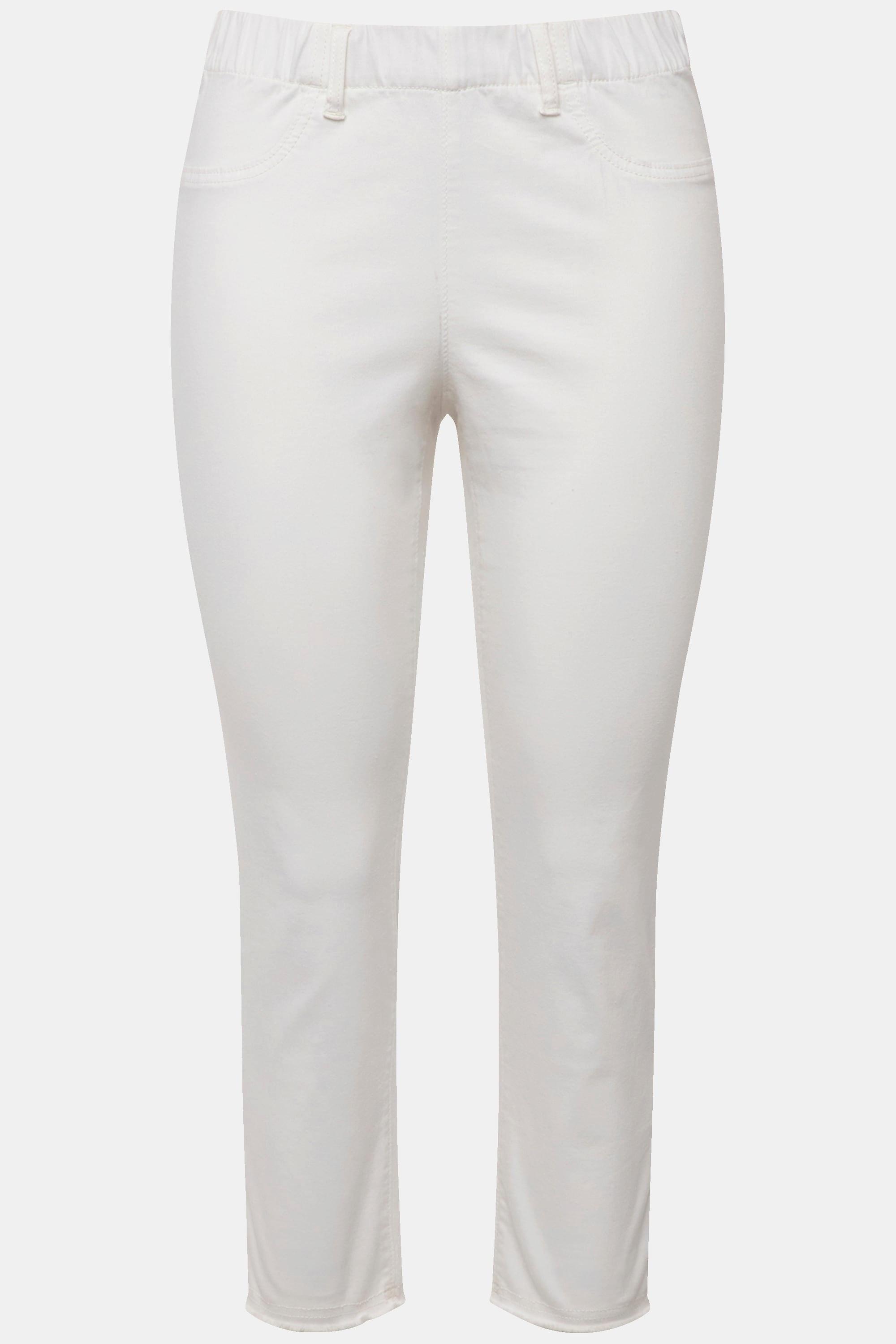 Ulla Popken  Pantalon 7/8 Sienna. Jambe étroite et ourlet frangé 