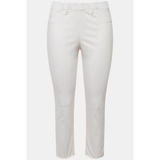 Ulla Popken  Pantalon 7/8 Sienna. Jambe étroite et ourlet frangé 