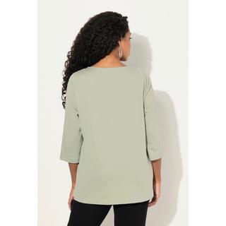 Ulla Popken  Shirt, A-Linie, verzierter Rundhalsausschnitt, 3/4-Arm 