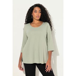 Ulla Popken  Shirt, A-Linie, verzierter Rundhalsausschnitt, 3/4-Arm 