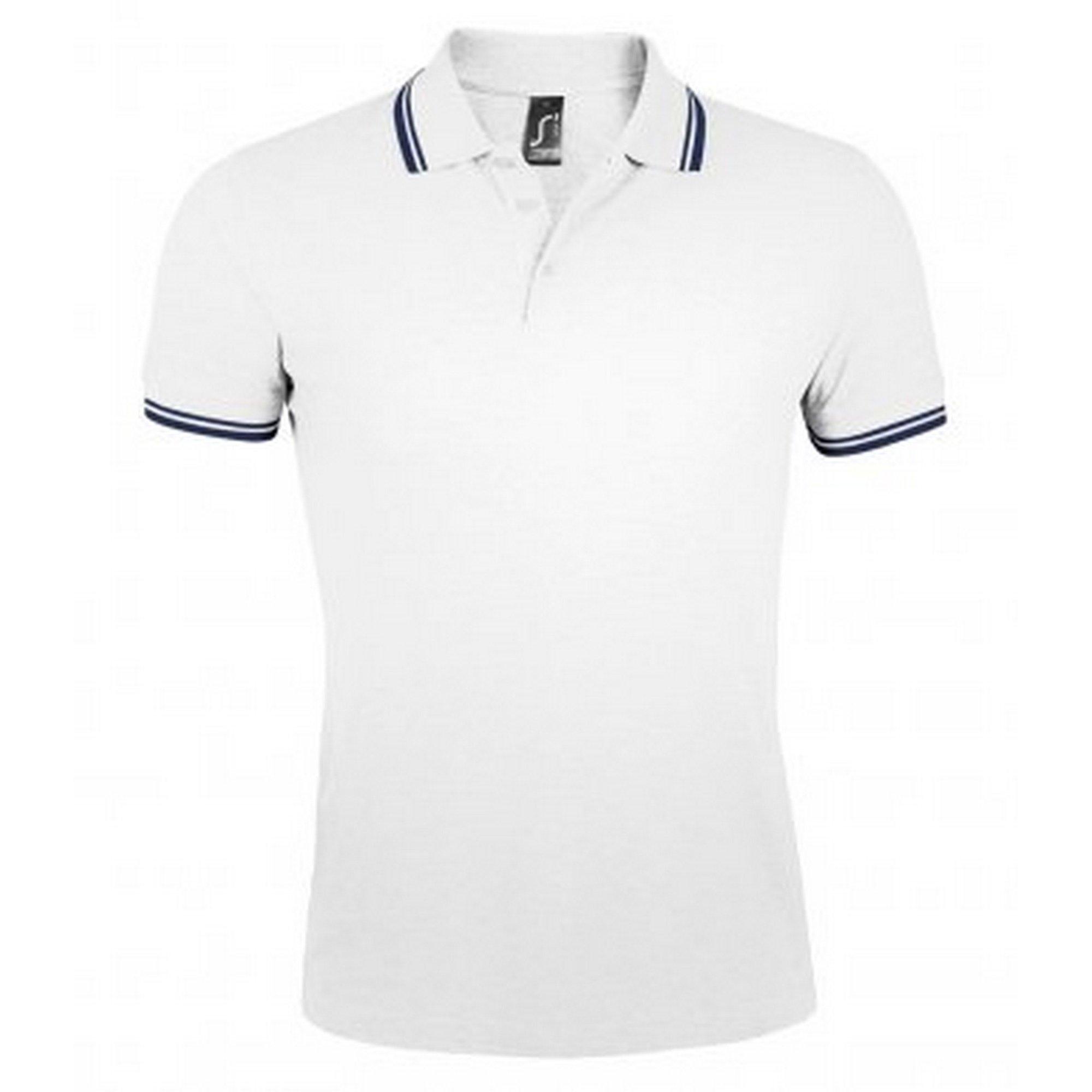 Image of Pasadena Tipped Kurzarm Pique Polo Herren Weiss S