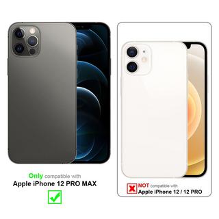 Cadorabo  Housse compatible avec Apple iPhone 12 PRO MAX - Aspect rayé - Coque de protection en silicone TPU et dos en verre trempé 