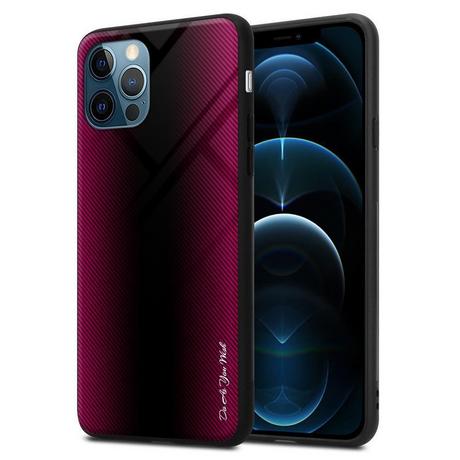 Cadorabo  Housse compatible avec Apple iPhone 12 PRO MAX - Aspect rayé - Coque de protection en silicone TPU et dos en verre trempé 