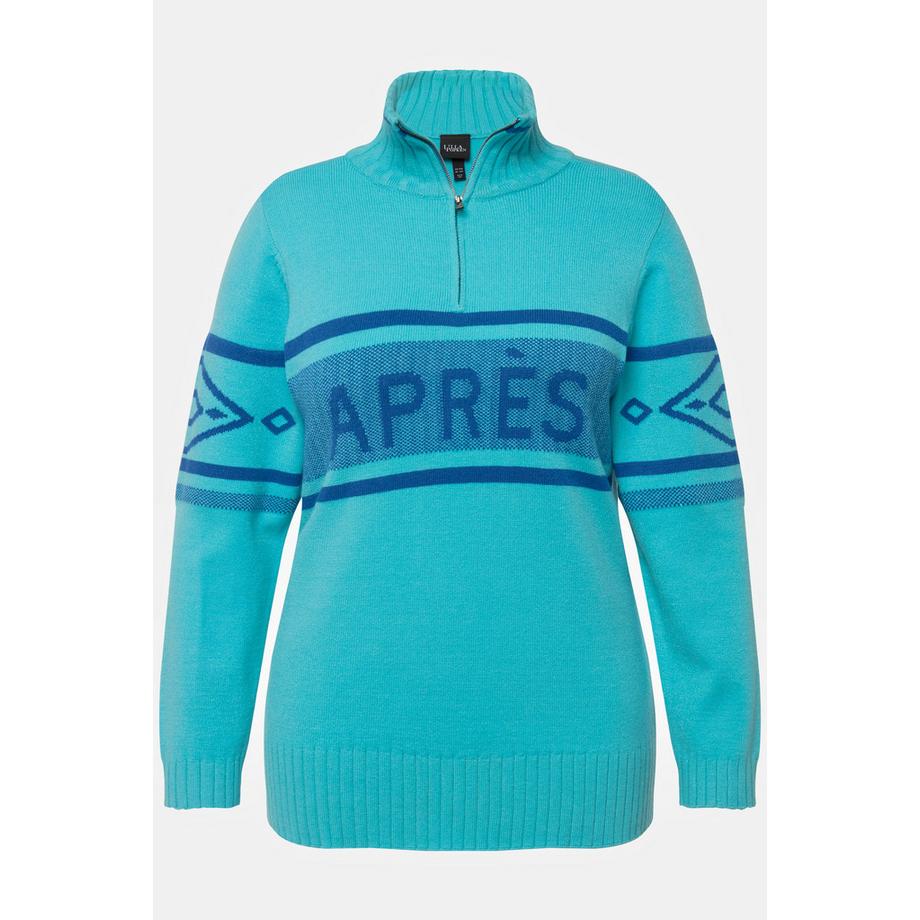 Ulla Popken Après-Ski Slim Fit Troyer Stehkragen Langarm  