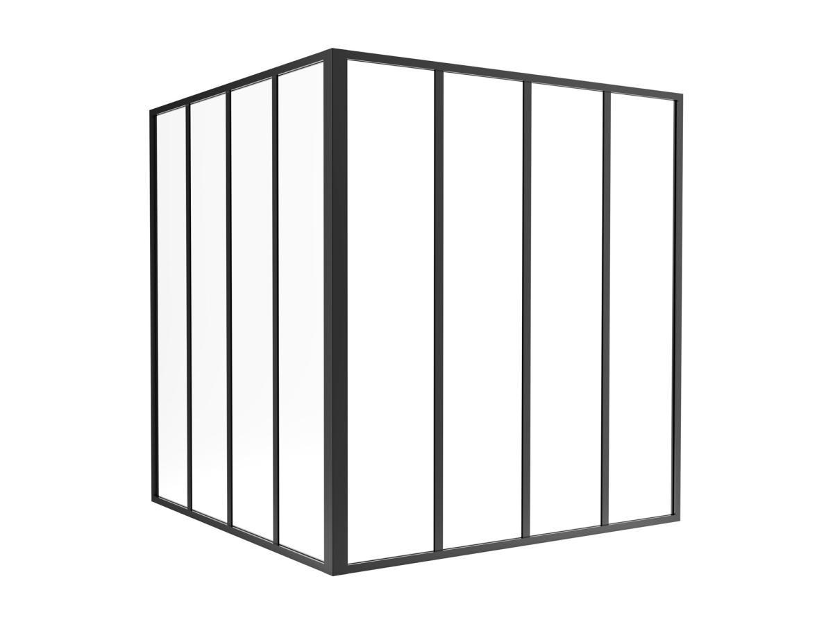 Image of Glaswand Ecklösung - 120 X 120 X 130 - Thermolackiertes Aluminium - Schwarz - Bayview Unisex Schwarz ONE SIZE