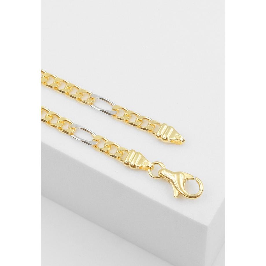 MUAU Schmuck  Bracelet figaro bicolore or jaune/or blanc 750, 3,5mm, 21cm 