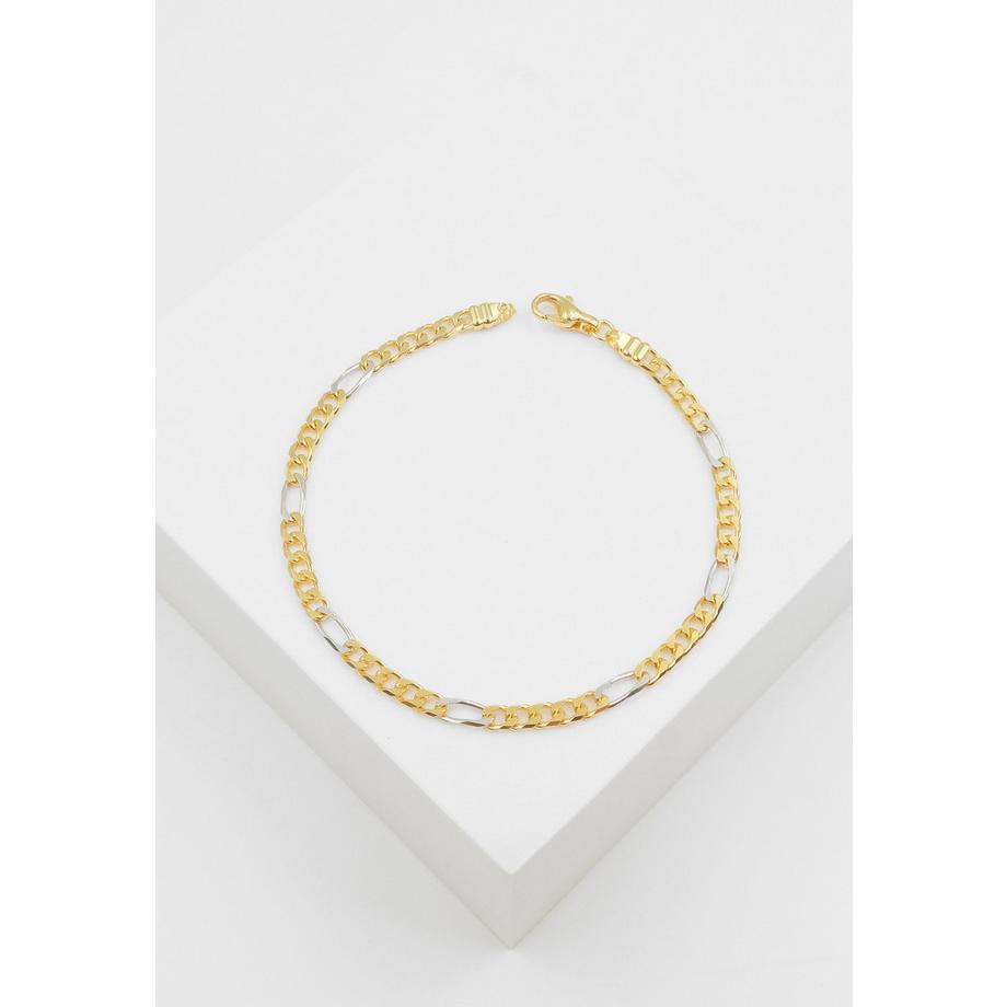 MUAU Schmuck  Bracelet figaro bicolore or jaune/or blanc 750, 3,5mm, 21cm 