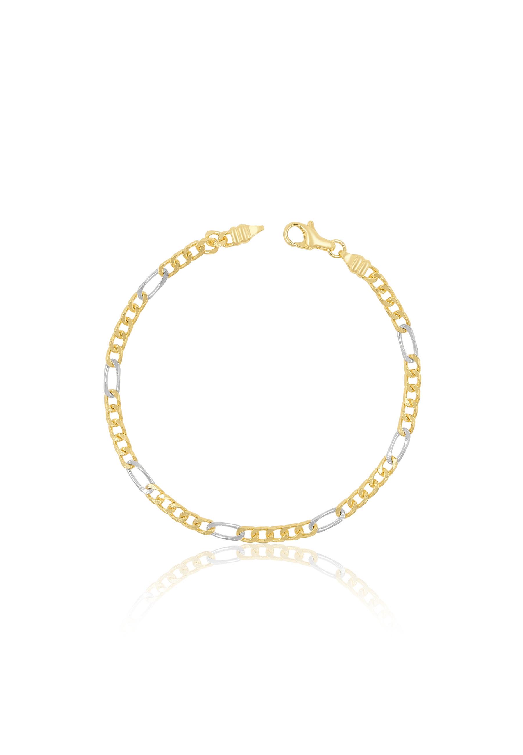 Image of Bracelet Figaro Bicolor Gelbgold-/weissgold 750, 3.5mm, 21cm Damen Gold 21cm