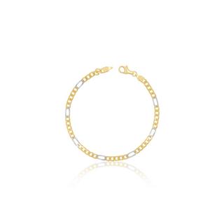 MUAU Schmuck  Bracelet figaro bicolore or jaune/or blanc 750, 3,5mm, 21cm 