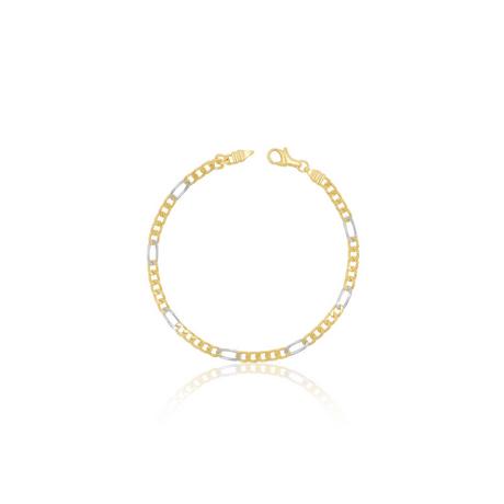 MUAU Schmuck  Bracelet figaro bicolore or jaune/or blanc 750, 3,5mm, 21cm 