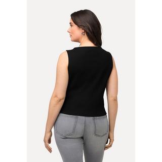 Ulla Popken  Top slim in jersey a costine smanicato con scollo a V 