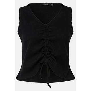 Ulla Popken  Top slim in jersey a costine smanicato con scollo a V 