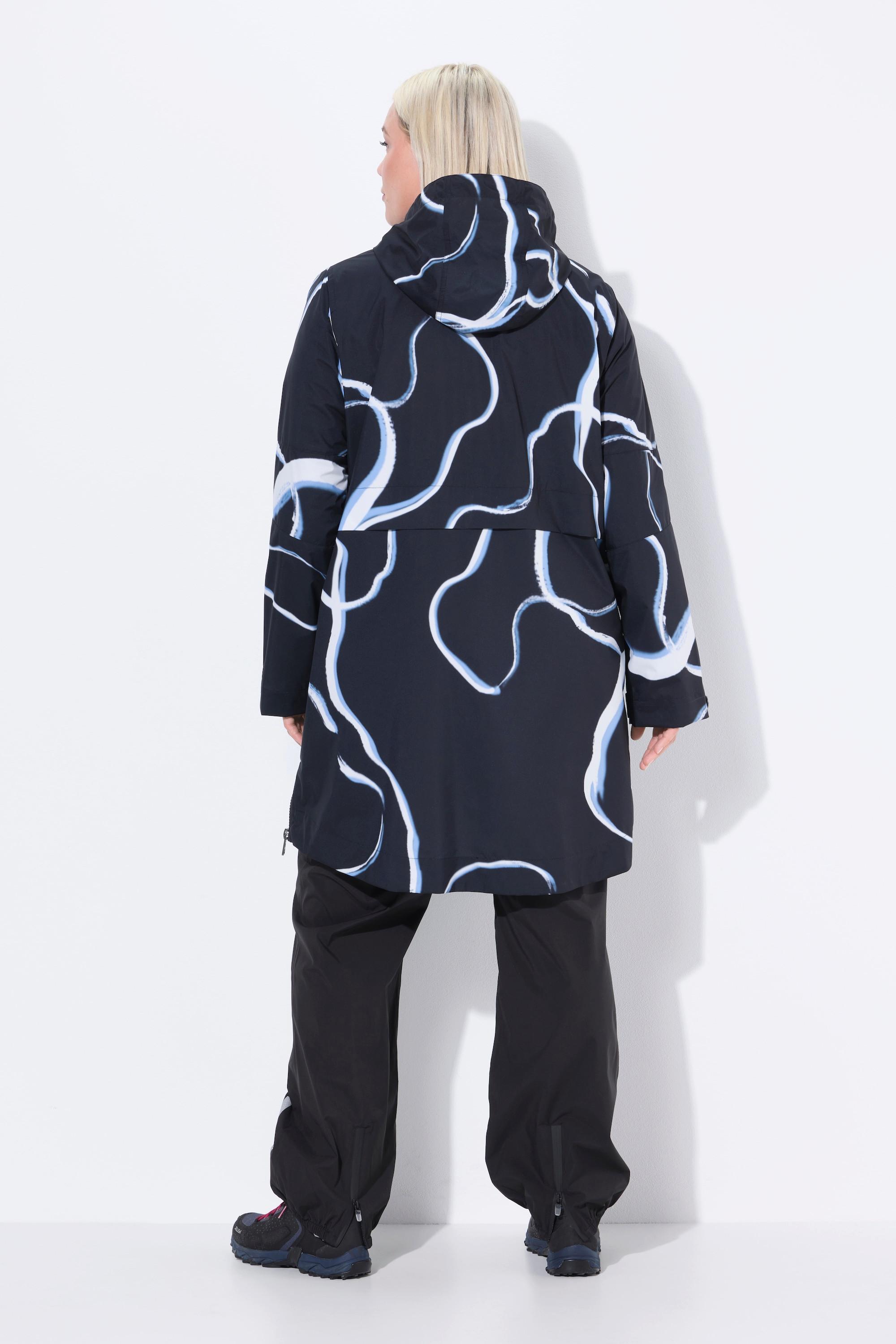 Ulla Popken Cappotto impermeabile da pioggia taglio svasato cappuccio zip  