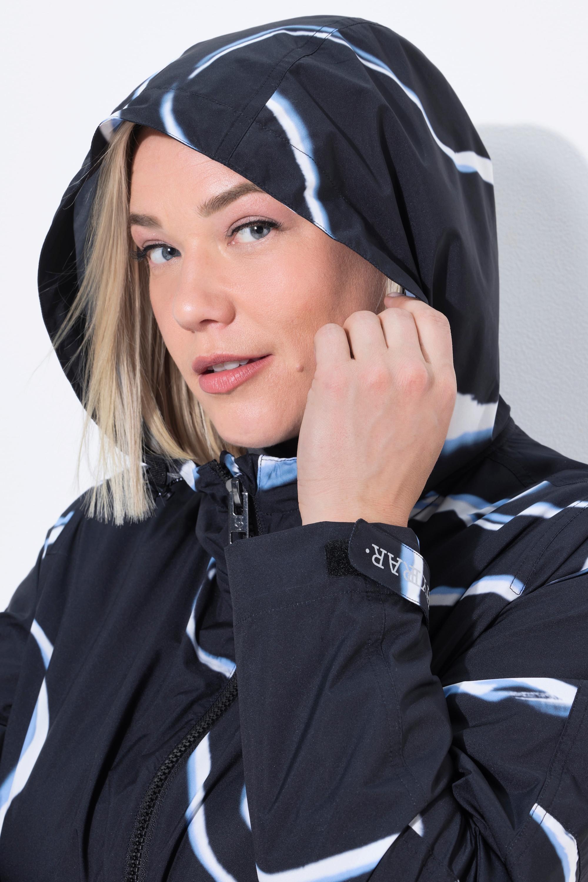 Ulla Popken Cappotto impermeabile da pioggia taglio svasato cappuccio zip  