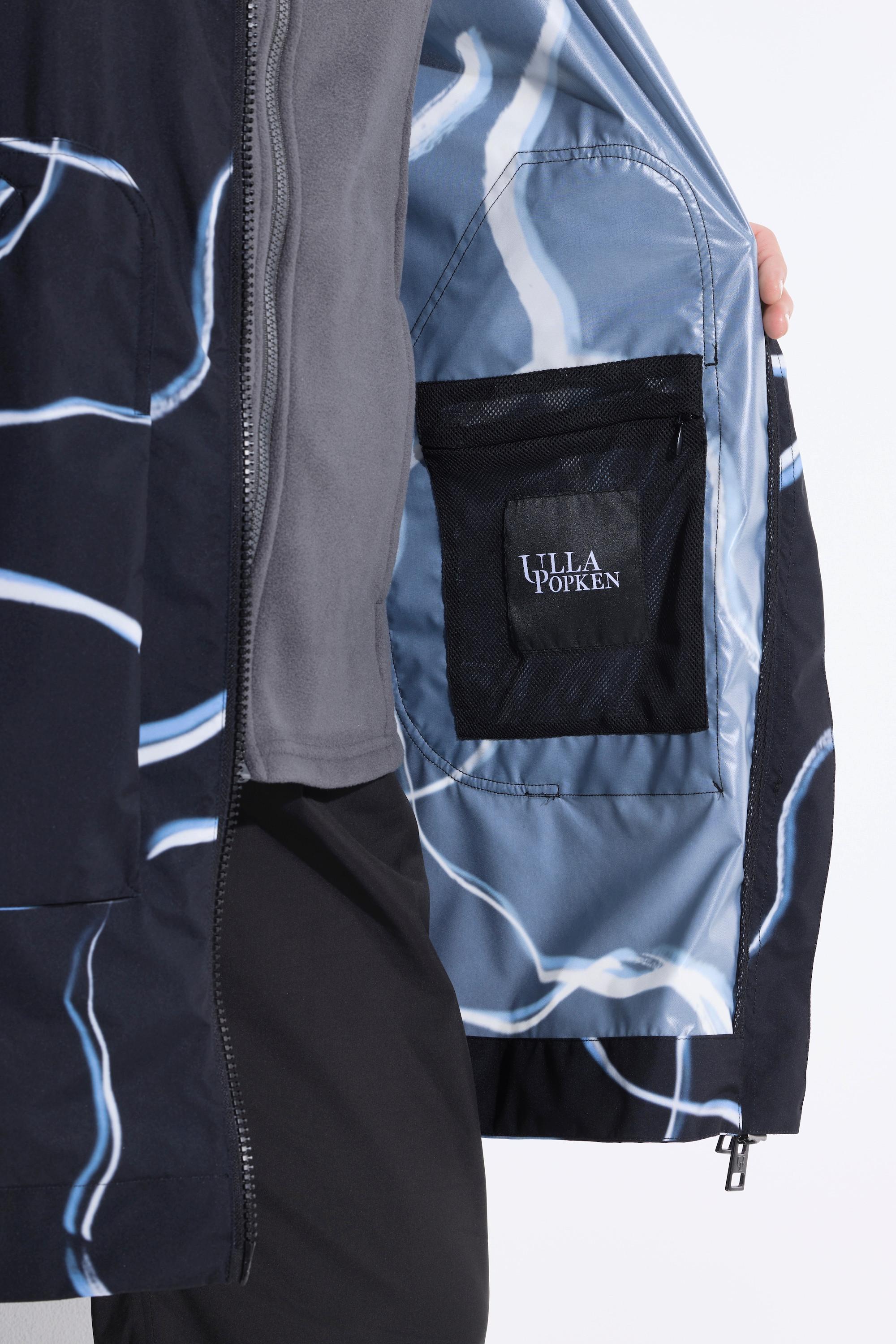 Ulla Popken Cappotto impermeabile da pioggia taglio svasato cappuccio zip  