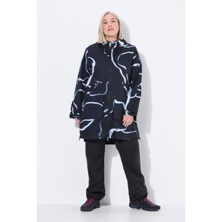 Ulla Popken Cappotto impermeabile da pioggia taglio svasato cappuccio zip  