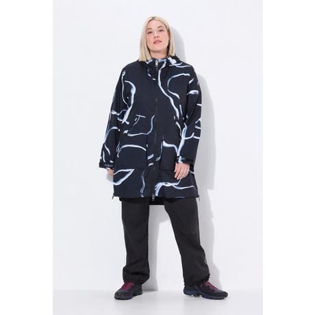 Ulla Popken Cappotto impermeabile da pioggia taglio svasato cappuccio zip  