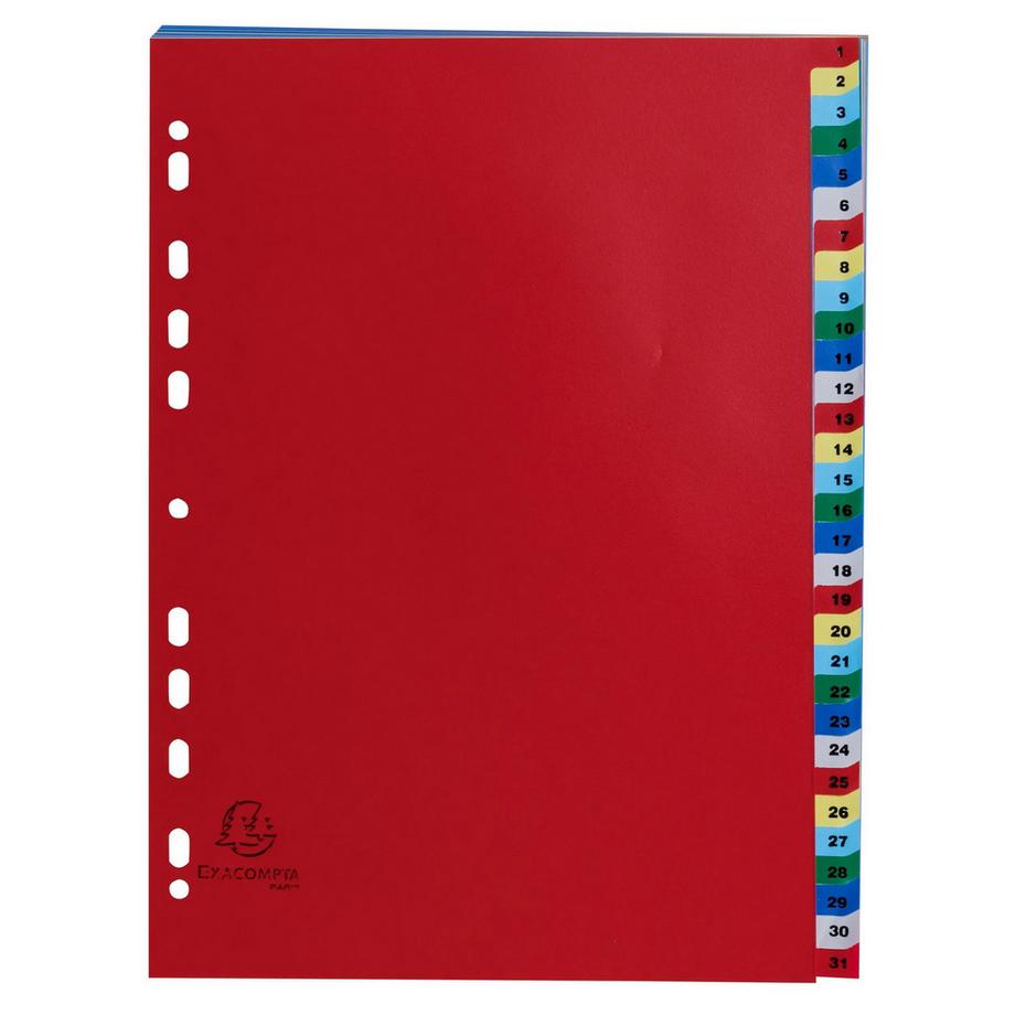 Divisori numerici 31 tasti 1-31 polipropilene colori A4 120 micron - A4 - x 20