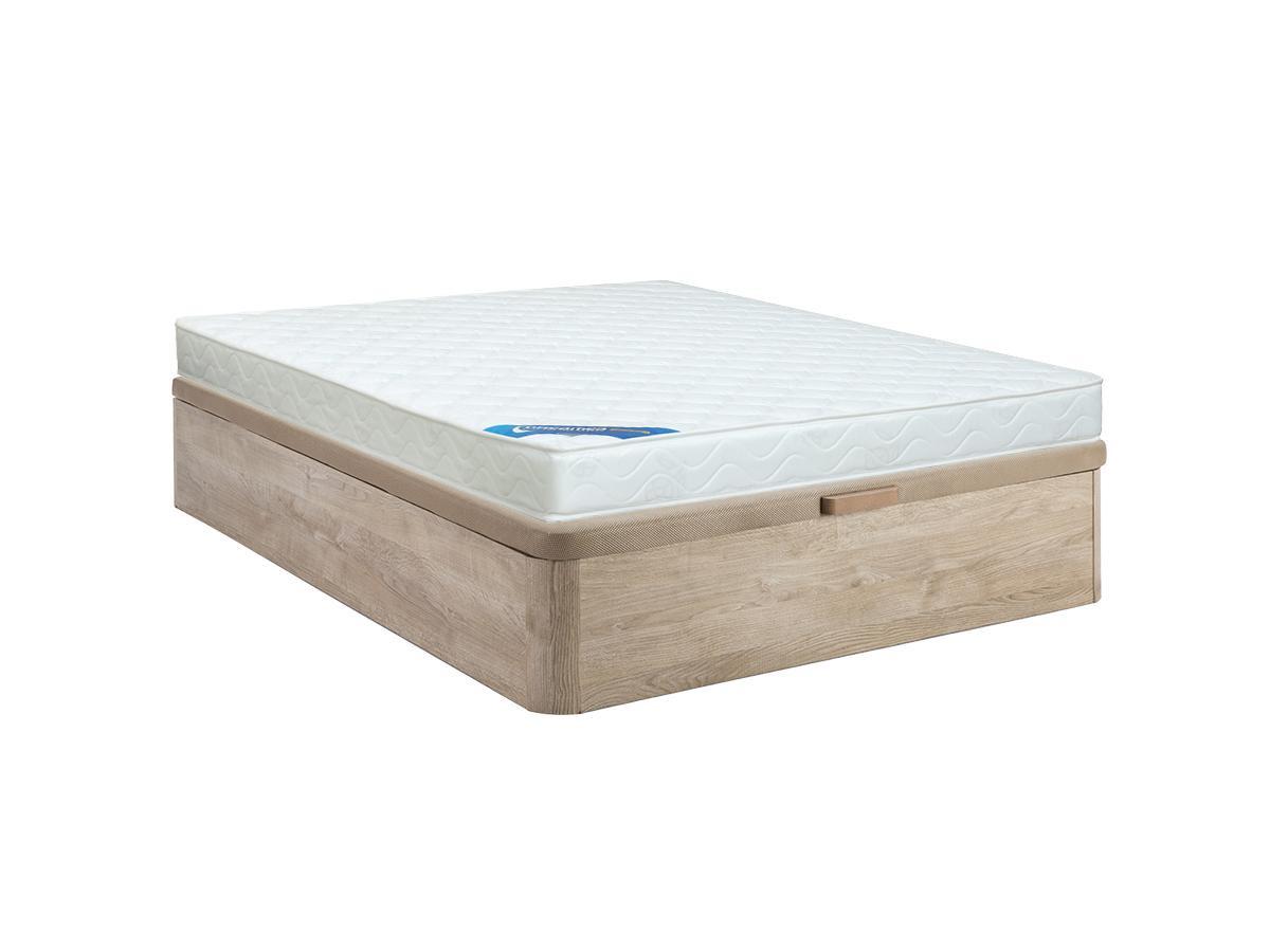 Vente-unique Ensemble 140 x 190 cm sommier coffre naturel clair + matelas mousse ép.15cm - ZEUS de DREAMEA  