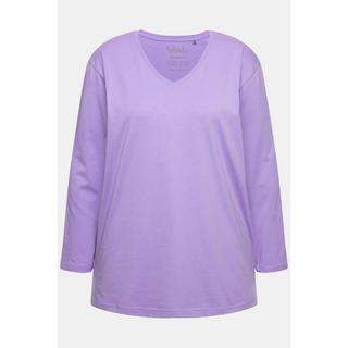 Ulla Popken  T-shirt coupe Relaxed Fit, col en V et manches longues 