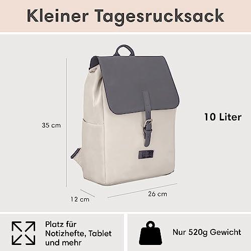 Only-bags.store Rucksack Klein Grau - Ida - Kleiner rucksack für Freizeit, Uni oder City - Mit Laptop Fach (bis 13  