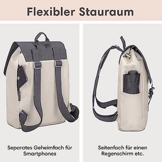 Only-bags.store Rucksack Klein Grau - Ida - Kleiner rucksack für Freizeit, Uni oder City - Mit Laptop Fach (bis 13  