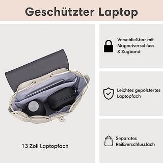 Only-bags.store Rucksack Klein Grau - Ida - Kleiner rucksack für Freizeit, Uni oder City - Mit Laptop Fach (bis 13  