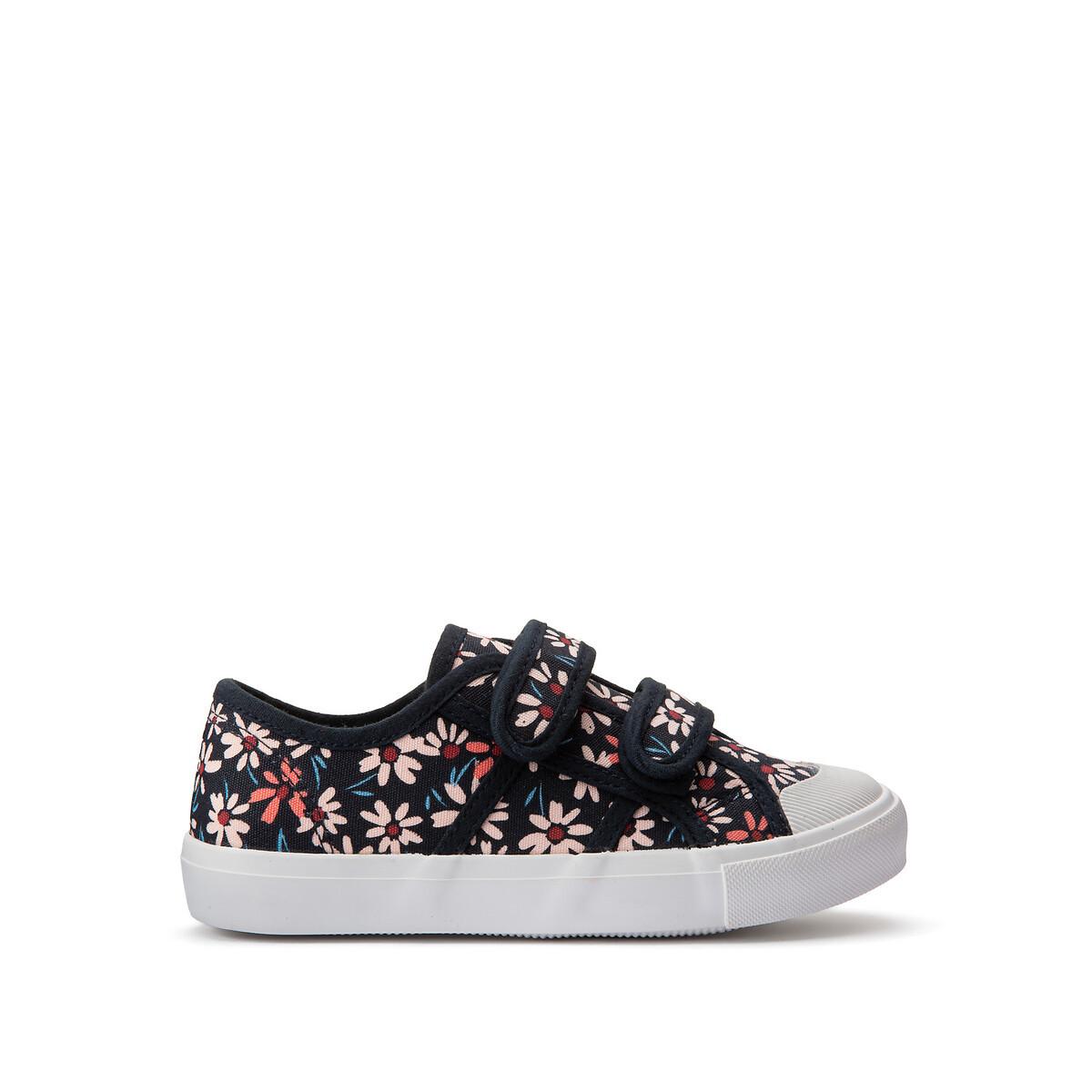 Image of Canvas-sneakers Mit Blumenprint Und Klettverschluss Unisex Blau 31