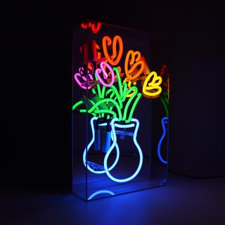 Locomocean Acryl-Box Neon - Vase mit Tulpen  