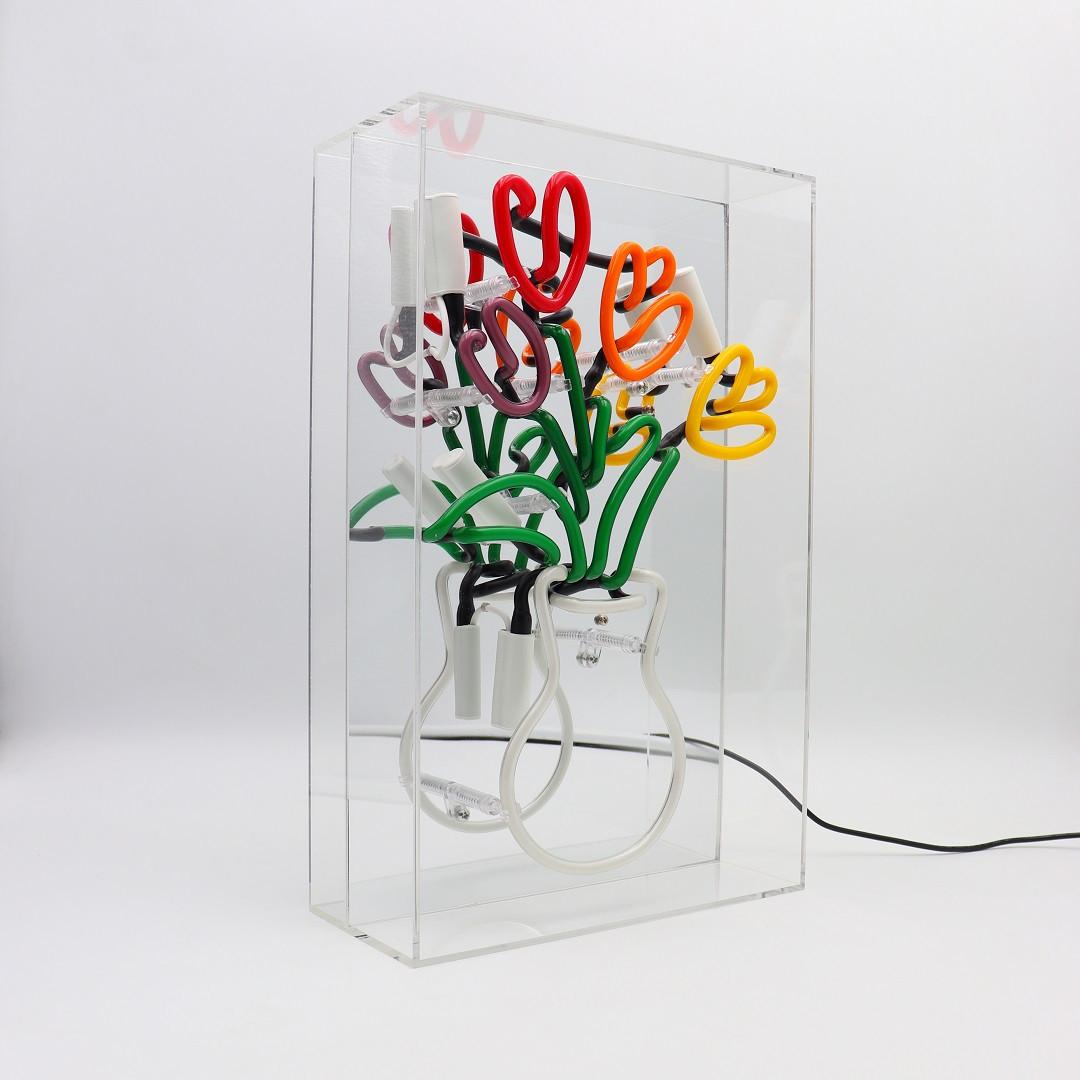 Locomocean Acryl-Box Neon - Vase mit Tulpen  