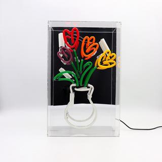 Locomocean Acryl-Box Neon - Vase mit Tulpen  