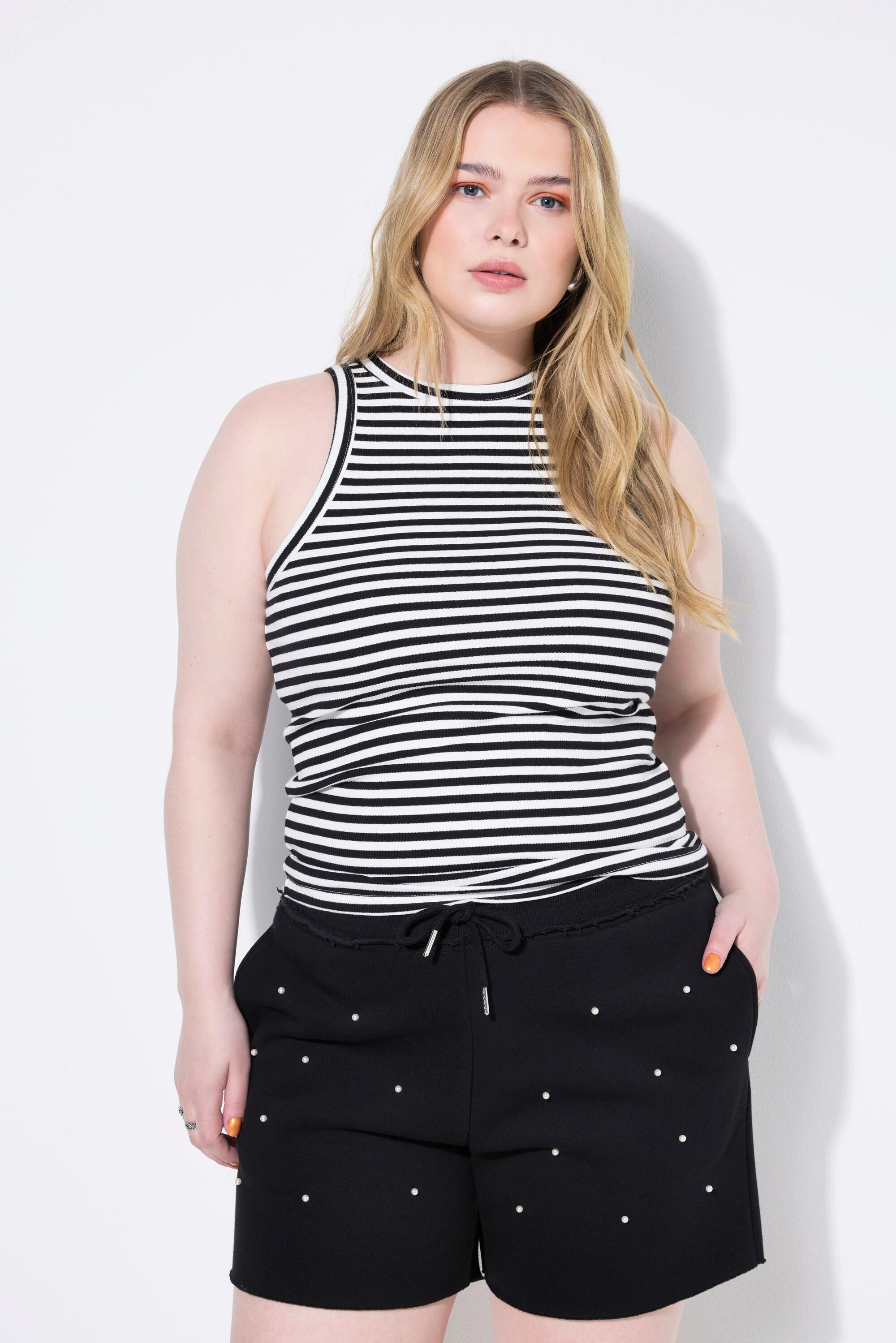 Studio Untold Débardeur Slim Shape Jersey Côtelé Rayures  