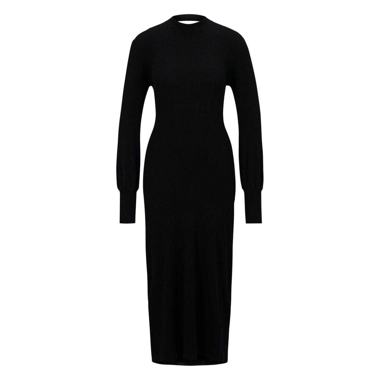 HUGO Slopenny Geripptes Strick Midi-Kleid  
