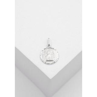 MUAU Schmuck  Pendentif médaille ange en or blanc 750, 12mm 