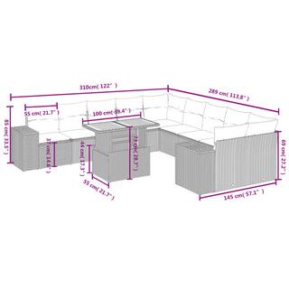 VidaXL Ensemble de canapés de jardin rotin synthétique  