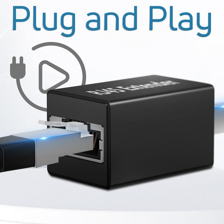 Avizar  RJ45 Verlängerungsadapter Schwarz 