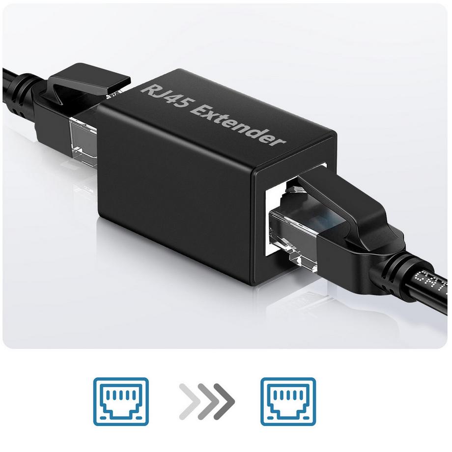 Avizar  RJ45 Verlängerungsadapter Schwarz 