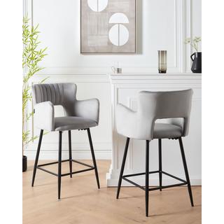 Beliani Lot de 2 chaises de bar en Velours Moderne SANILAC  