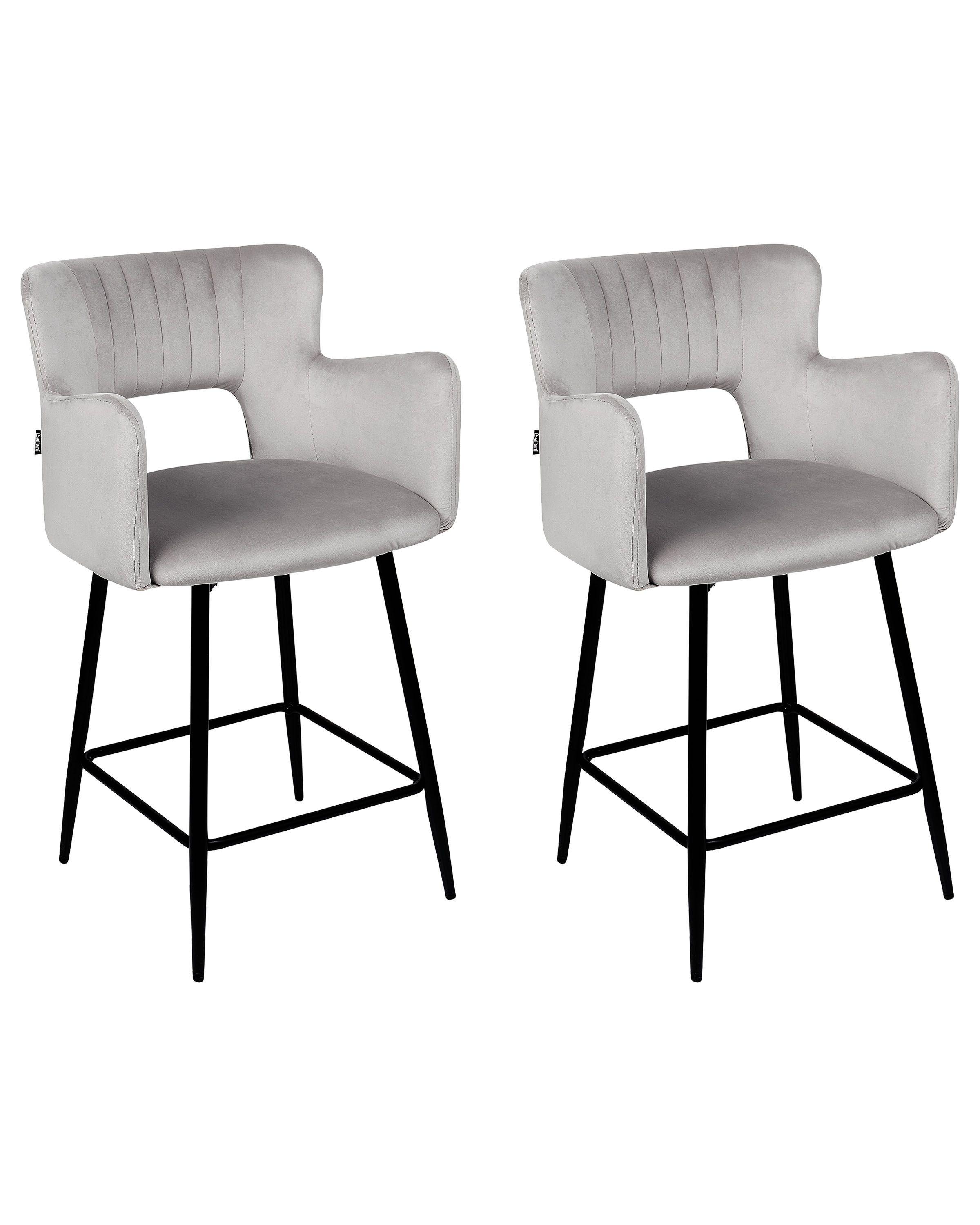 Beliani Lot de 2 chaises de bar en Velours Moderne SANILAC  