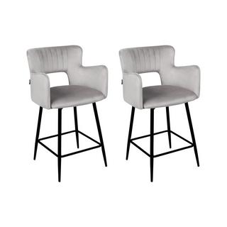 Beliani Lot de 2 chaises de bar en Velours Moderne SANILAC  