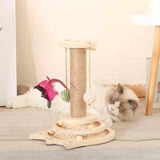 Alopini  Carrousel pour chat à billes en bois, jouet pour chat en bois, griffoir en bois pour chat, adapté aux chats de petite à moyenne taille 