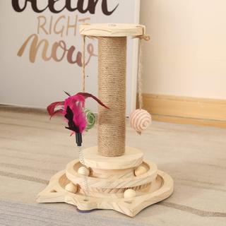 Alopini  Carrousel pour chat à billes en bois, jouet pour chat en bois, griffoir en bois pour chat, adapté aux chats de petite à moyenne taille 