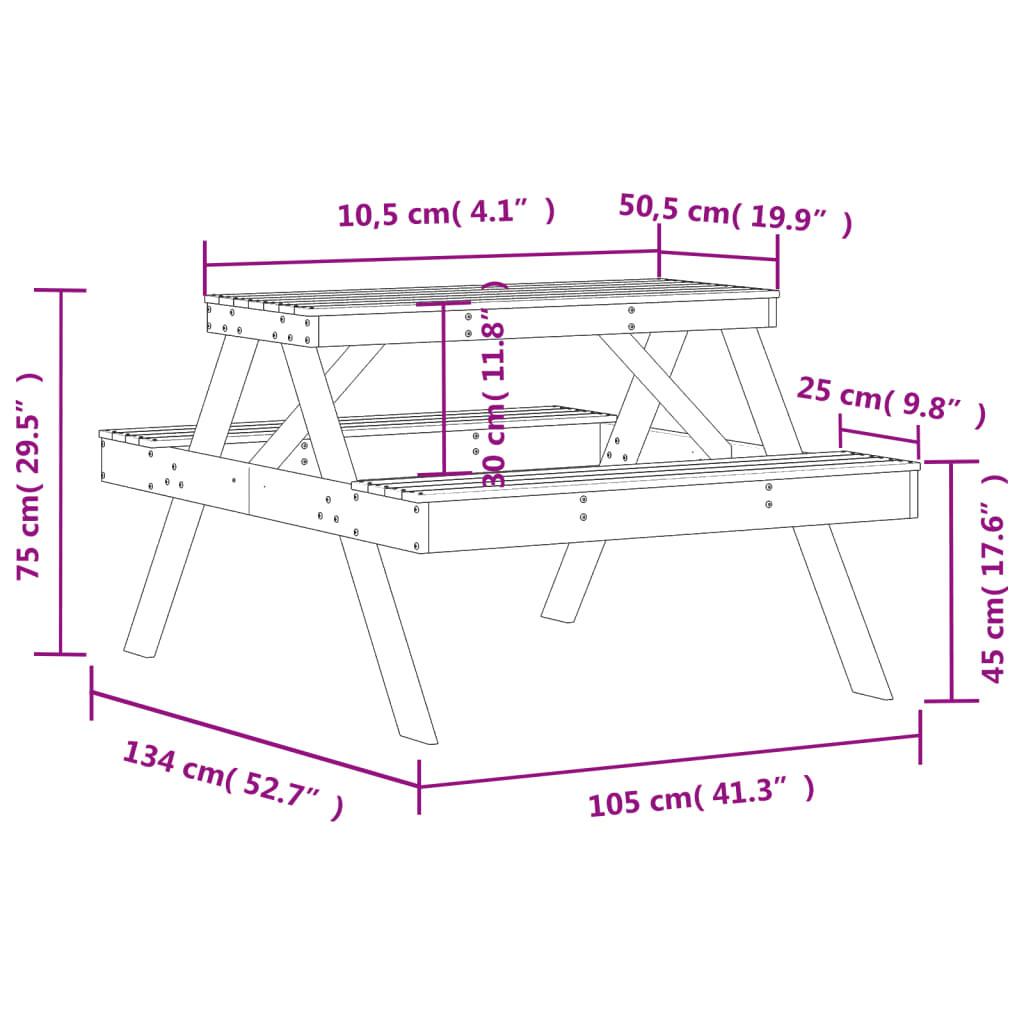 VidaXL Table de pique-nique pinède imprégnée  