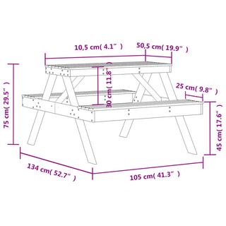 VidaXL Table de pique-nique pinède imprégnée  