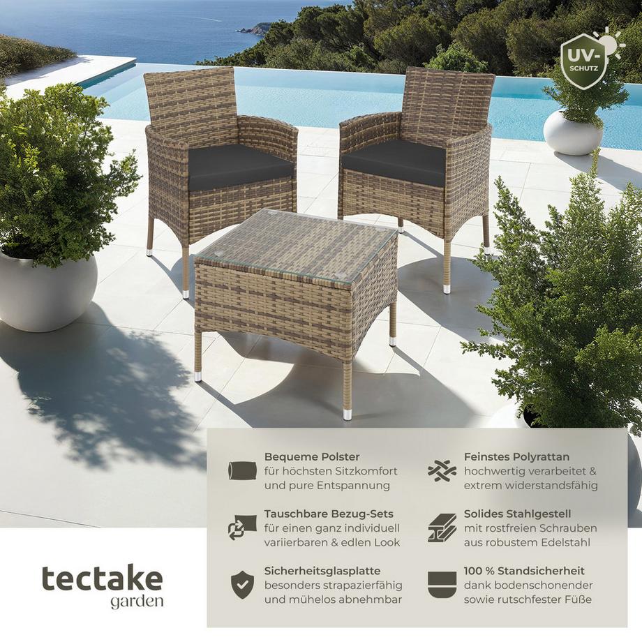 Tectake Rattanset Luzern für 2 Personen widerstandsfähig  