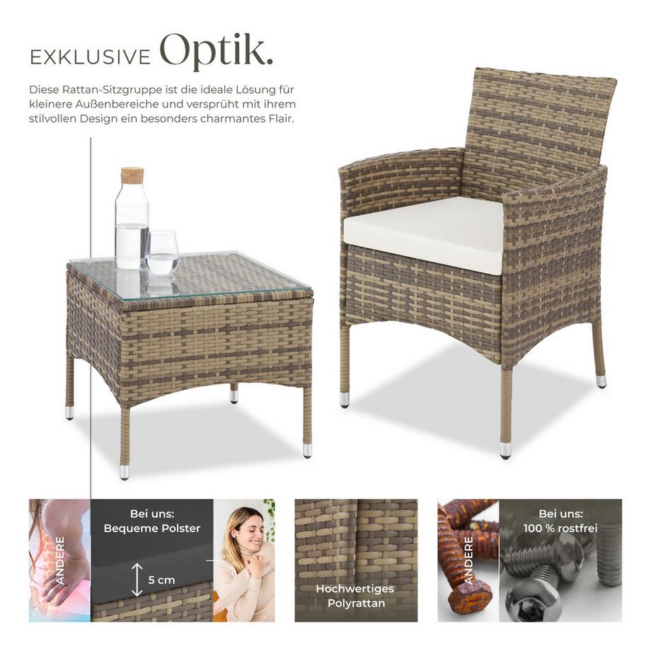 Tectake Rattanset Luzern für 2 Personen widerstandsfähig  