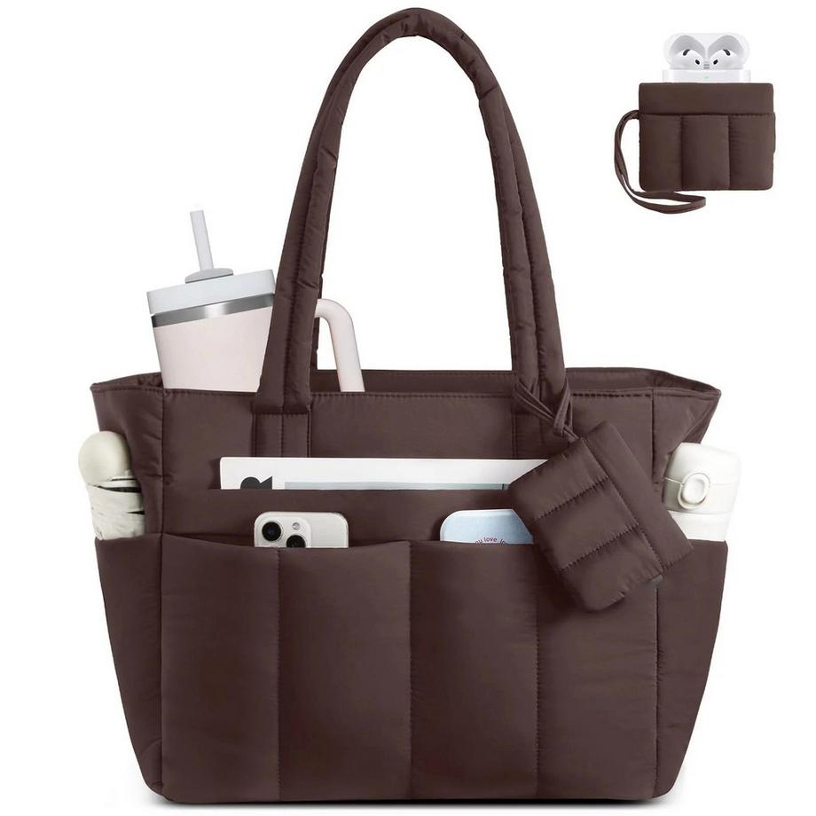 Sac Shopping, Sac à Main, Grand Sac De Travail Léger, Sac Fourre-Tout Tampon avec De Nombreux Compartiments