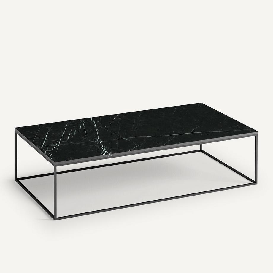 AM.PM Table basse rect. métal acier noir marbre Mahaut  
