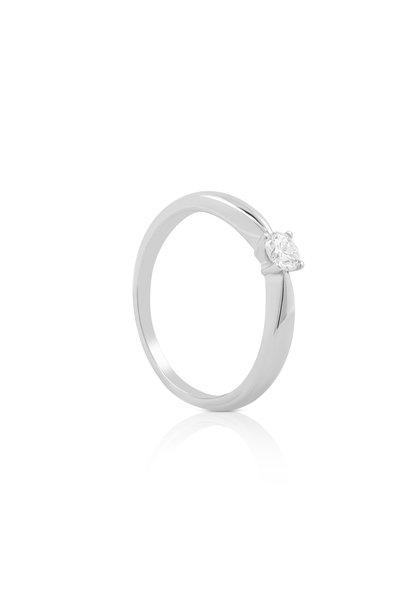 Image of Solitaire Ring Diamant 0.20ct. Weissgold 750 Damen Silber 52